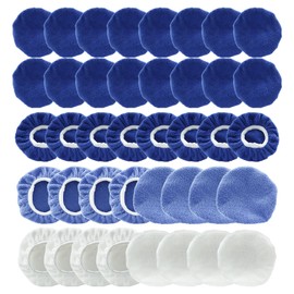 Moicstiy - 40 almohadillas para orejas para capó pulidor, funda para pulir (5-6 pulgadas), capó para pulir coche de microfibra, capó encerado, incluye 24 microfibra, 8 felpa, 8 no tejidas para pulidor de coche