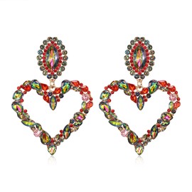 Clearine Heart Earrings Women's Marquise Crystal Rhinestone Wedding Bridal Drop Dangle Statement Earrings for Party Prom, Crystal