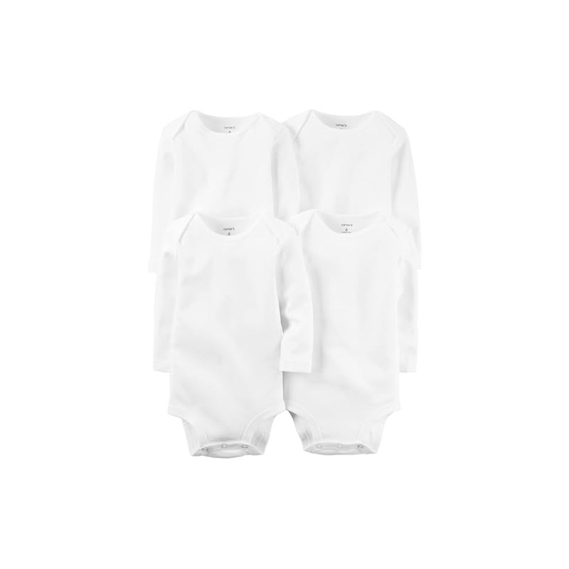 Carter's Baby Boys 4-Pack Long-Sleeve Original Bodysuits (White, 9 Months)