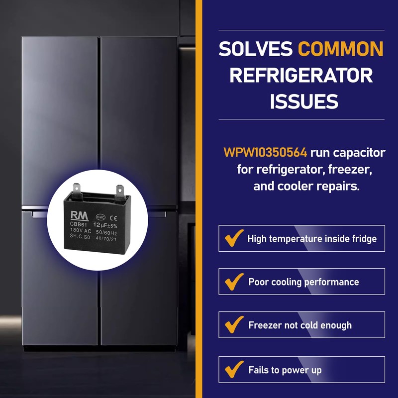 2-Pack WPW10350564 Refrigerator Capacitor Compatible with Whirlpool W10350564, Replaces PS11753490