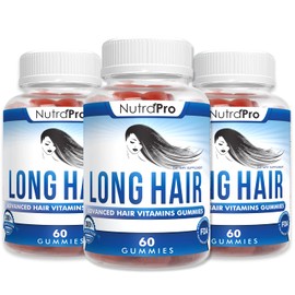 NutraPro Long Hair Gummies - Unisex Hair Growth Supplement with Biotin, Vitamins A, C, D, E, Zinc, Folic Acid - Cherry Flavored Gummy Vitamins for Hair Loss - 3 Month Supply