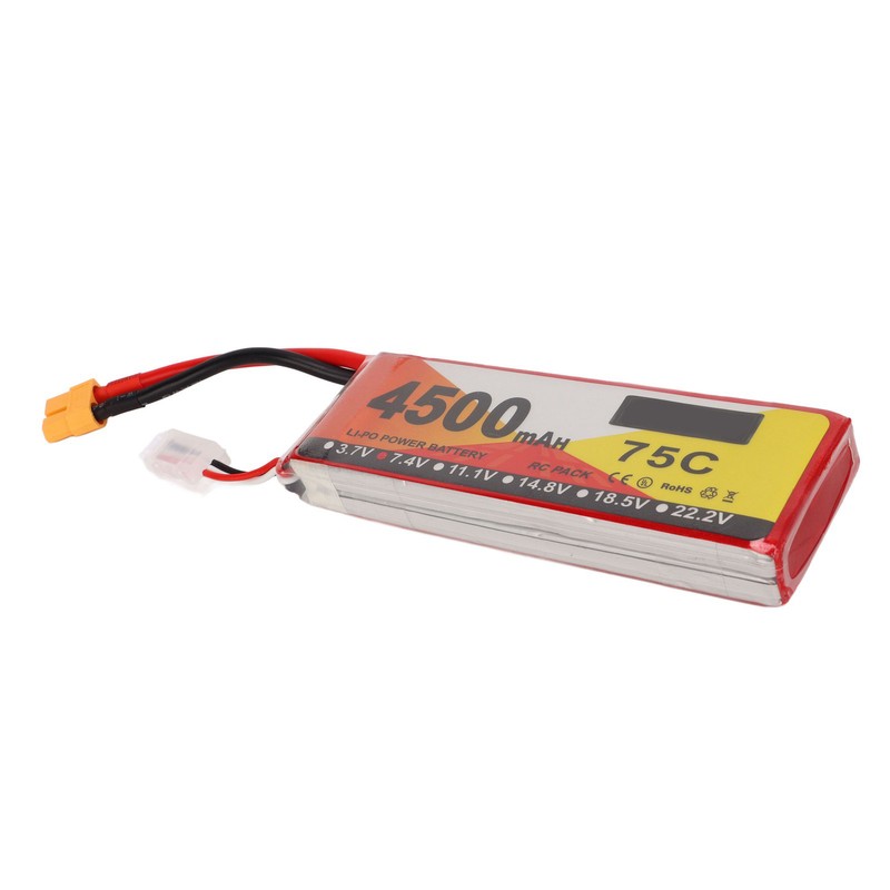 Lipo Battery 75C Discharge Rate 4500mAh Capacity 7.4V 2S Lipo