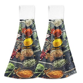 Aslsiy Herbs Spices Cutlery Spoon Hanging Kitchen Towels Bathroom Hand Tie Towel Fast Drying Dish Tea Towels for Bath Tabletop Gym Home Decor Set of 2