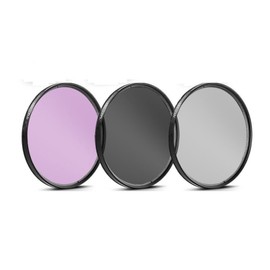 3 Piece Filter Kit (UV-CPL-FLD) + Tulip Lens Hood + Soft Rubber Hood + Lens Cap + for Select Canon, Nikon, Sony, Olympus, Panasonic, Fuji, Sigma SLR Lenses, Cameras and Camcorders (55MM)