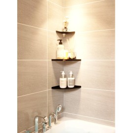 YUjieSTC 11 Inch Corner Shelf - Heavy Duty 3.0mm Aluminum Alloy Wall Mounted Floating Shelf for Bathroom, Kitchen, Living Room, Office, Bedroom & Dorm - Black