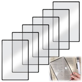 Kifmurase Pack of 6 3 x Full Page Reading Magnifier, Large and Lightweight Rectangular Reading Magnifier for Seniors, Reading Aid for Books, Newspapers, Maps, with Fresnel Lens, 18 x 12 cm