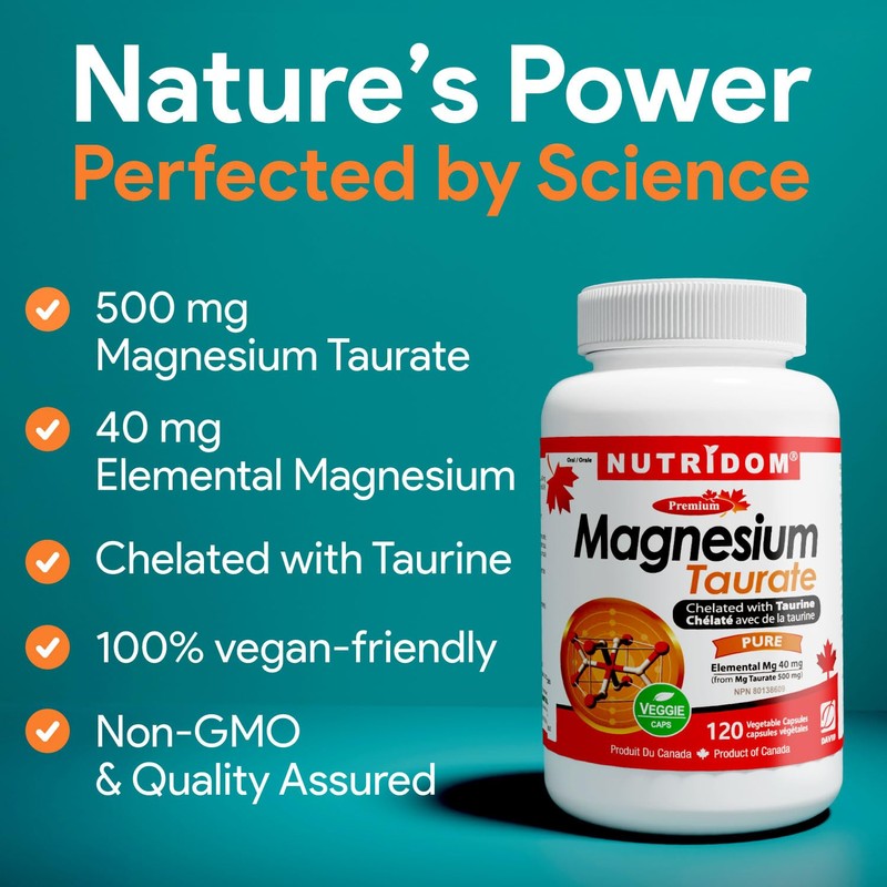 Nutridom Nutridom Magnesium Taurate 500mg | 40mg Elemental Magnesium per