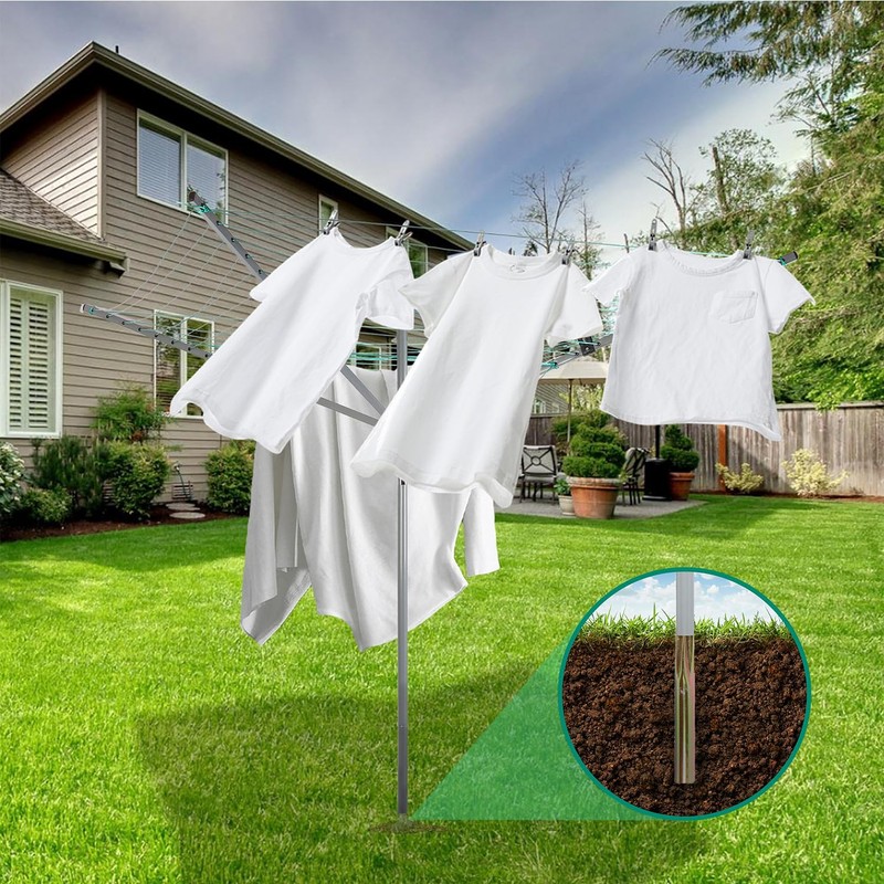 ISXACFF Umbrella Drying Rack Outdoor Umbrella Clothesline Rotary Retractable Clothes