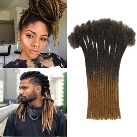 QIDESHENG 12 Inch Dreadlock Extensions Synthetic Hair 30Strands 0.8 Width Handmade Dreads Hair Extensions Reggae Braids Locs Synthetic Hippie Single Ended Dreads for Women/Men/Kids (1B/27, 12Inch)