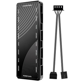 ARGB PWM PC Fan Hub, 8 Port hub Addressable 5V-3PIN ARGB 12V 4PIN PWM 2-in-1 RGB Case Fan Hub SATA Power Input, 8pcs Fan and LED Port, PC Fan hub Support 8 Computer ARGB PWM Fans Splitter