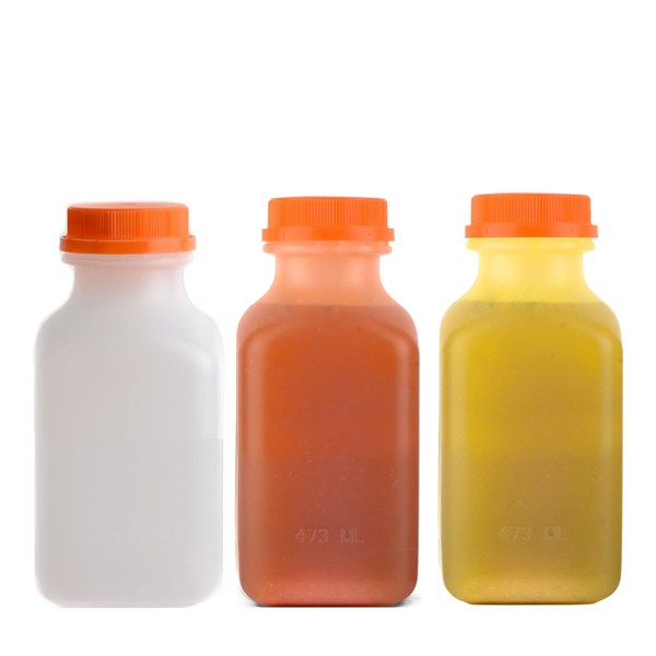 EcoQuality [20 PACK] Empty Plastic Juice Bottles with Tamper Evident