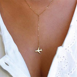 Goldenchen Fashion Simple Aircraft Airplane Plane Pendant Necklace Tiny Dainty Necklace Jewelry