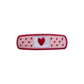Roiseposie Pink Band Aid Heart Patch, Medical Bandage 3 Inches Iron On/Sew On Embroidered Applique Fabric Medical Nurse Patches for Clothes Backpacks Hat Jeans, Self Care Patches for Girl Boy Teenager