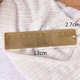 1Pcs Gold Brass 12/15cm Ruler Handy Mini Scale Ruler, Vintage Metal Copper Bookmark Dual Scale Engraved Bookmark Ruler for School, Office, Workshop and Home