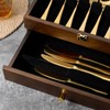 Yoimori Silverware Box, 2-Layer Wooden Silverware Storage Box with Glass