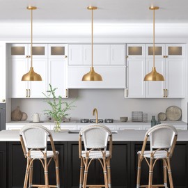 Mackenzie 10.75" Wide Pendant with Metal Shade in Brass/Brass
