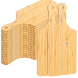 Zubebe 24 Pcs Mini Charcuterie Boards Bulk, 11 x 5 Inch Wooden Cutting Board with Handle Thick 0.31" Blank Boards for Laser Engraving, Wedding Favors Bridal Shower Party Gifts (Bamboo)