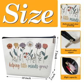 Ythuil Teacher Gifts Makeup Bag, Helping Little Minds Grow Pouch, Teacher's Day, Appreciation Week, Thank You, Christmas Gifts for Women Female Colleague Friend, Boho Floral Cosmetic Bag for Purse