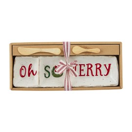 Mud Pie Farmhouse Christmas Double Tray Set, 13" x 4.5"
