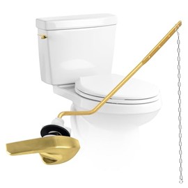 Universal Brushed Gold Toilet Handle Replacement Kit, Side/Angle Mount Toilet Flush Handle Compatible with Kohler K-GP30324-CP/TOTO/American Standard, Stainless Steel Flapper Chain