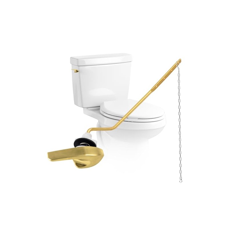 Universal Brushed Gold Toilet Handle Replacement Kit, Side/Angle Mount Toilet
