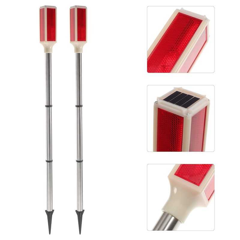 Uonlytech 2Pcs Solar Warning Landscape Lighting Solar Driveway Markers Driveway