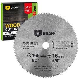 6-1/2 Inch Carbon Steel Circular Saw Blade for Wood, Plywood, Laminate, Drywall, Plastic – 140T Wood Cutting Disc with 5/8 Inch Arbor from GRAFF