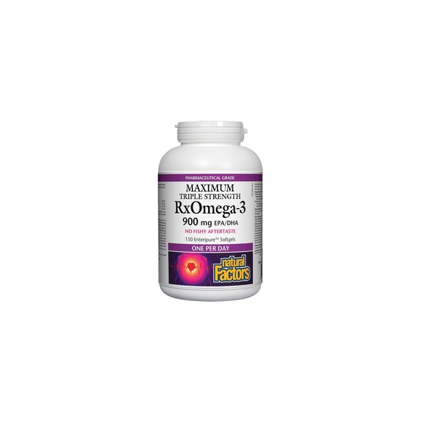 Natural Factors RxOmega-3 Maximum Triple Strength 900 mg, 150 Enteripure Softgels