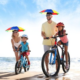 Pack of 5 Umbrella Hat, 50 cm Head Umbrella, Foldable Umbrella Head, Umbrella Hat Adults, Suitable for Cycling, Fishing, Gardening, Camping, Hiking, Outdoor Activities, 0