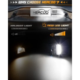 HERCOO LED License Plate Light Tag Lights Rear Lamp Socket Assembly Compatible with Toyota Tundra 2000-2013, Tacoma 2005 to 2015 Pickup, 6000k White