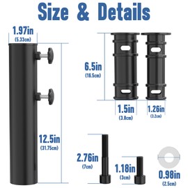 Universal Umbrella Pole Mount Replacement, Stainless Steel Umbrella Pole Bracket, Heavy Duty Umbrella Base Tube Pole Holder, Umbrella Base Replacement Parts for Garden Backyard Balcony Poolside