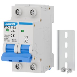 AC Miniature Circuit Breaker, 120V/240V 2 Pole 32 Amp DIN Rail Mount Circuit Breaker, MCB C32 Solar AC Disconnect Switch,Thermal Magnetic Trip