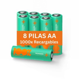 100%PeakPower Pilas Recargables AA - Paquete de 8 Unidades - Recargables hasta 1000 Veces - Alta Capacidad, Alto Rendimiento 2300 mAh NiMH - Pilas AA Recargables Precargadas