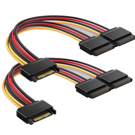 DCNETWORK 2-Pack 15 Pin SATA Power Splitter Cable - 8 Inches, Y-Splitter
