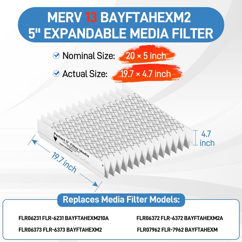 BAYFTAHEXM2 Expandable Media Filter MERV 13 20"x5" Compatible with Trane
