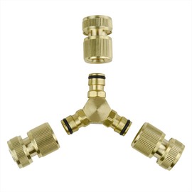3 Way Coupling Water Garden Hose Male Fitting Joiner Adaptor with Quick Connectors