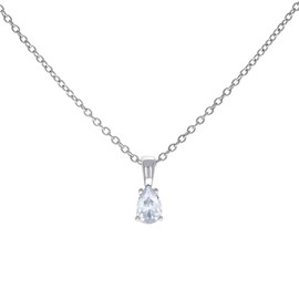 JewelryWeb 925 Sterling Silver Womens Pear CZ Simulated Diamond Tear Drop Charm Necklace 16 + 2 Inch 10.8x4.3mm Wide Pendant-Necklace for Women