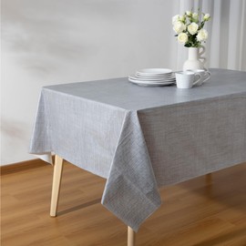 JEMIDI Washable Tablecloth Oilcloth – Waterproof PVC – Oilcloth Wipe Clean – Wax Tablecloth Washable – Outdoor Rectangular Tablecloth Grey 140 x 220 cm