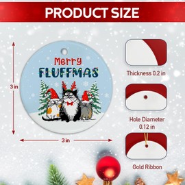 Tiny Detalles Cat Christmas Ornaments, Christmas Tree Decoration Ceramic Ornament 2024, Cat Lover Gifts for Women, Men, Kitten Ornaments for Christmas Tree, Two Side Printed Christmas Ornament