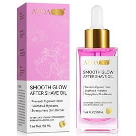 NVXNMSD After Shave Oil Strawberry Vanilla Scent, Prevents Ingrown Hairs & Dryness Formula with Peptides and Hyaluronic Acid vitamin F