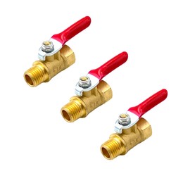 3 Pcs 1/4 Npt Brass Ball Valves,1/4 Inch Male to 1/4 Inch Female NPT Thread Air Compressor Shut Off Valve for Air System and Watering System