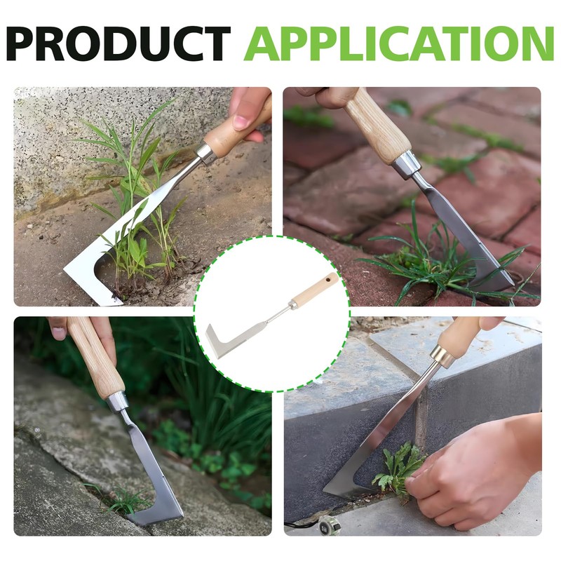 Vidsmow 30cm Weed Removal Tool with Ergonomic Wood Handle, Serrated