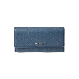Nine West Women's Zuri SLG Check Sec Wallet, Steel Blue