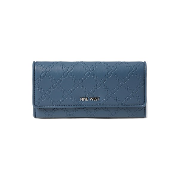 Nine West Women's Zuri SLG Check Sec Wallet, Steel Blue