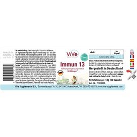 Immune 13 with Bacterial Cultures - 30 Time Delayed DRCaps - 13 Good Bacteria Strains & 41.5 Billion Colony Forming Units - High Dose | Quality from Germany by ViVe Supplements
