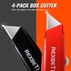 REXBETI 4-Pack Utility Knife, Heavy Duty Aluminum Shell Retractable Box