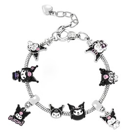 HQRKOTM Kuromi bracelet, Sanrio bracelet, Kuromi bracelet, Kuromi pendant jewellery bracelet, Kuromi girls' bracelets, children, Kuromi glittering charm bracelet, gift for girls