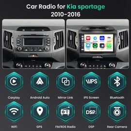 [8-core 4+64GB] for Kia sportage 2010-2016 Android 15 Car Stereo, Hikity 10.1" Touchscreen Carplay Radio with Wireless Carplay Android Auto GPS/5G WiFi Bluetooth Mirror Link SWC Backup Camera Mic