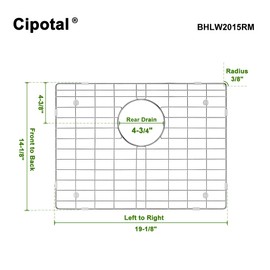 CIPOTAL 19.1 in. x 14.1 in. Rear Drain Kitchen Sink Bottom Grid with Supersoft Silicone Feet in 304 Grade Stainless Steel