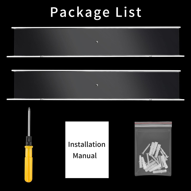 Febwind 24-Inch Long Clear Acrylic Floating Shelves Wall Ledge Invisible